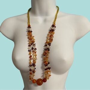 Natural Stone Chips Long Necklace